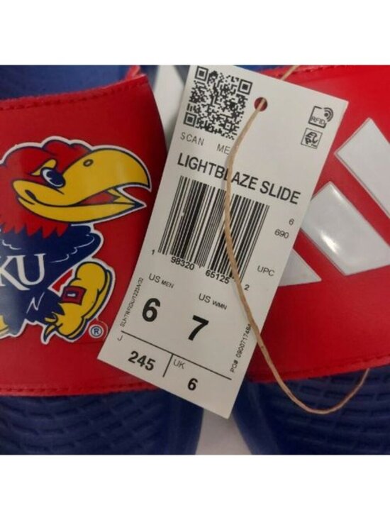 Kansas Jayhawks adidas Lightblaze Slide Mens Size 6 Womens Size 7 Sandals Blue main image 7